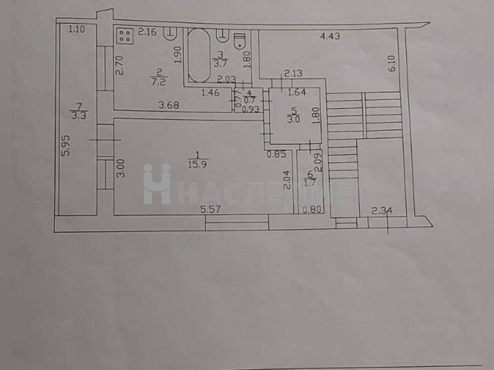 1-комнатная квартира, 32.2 м2 1/2 этаж, ул. Матросова - фото 11